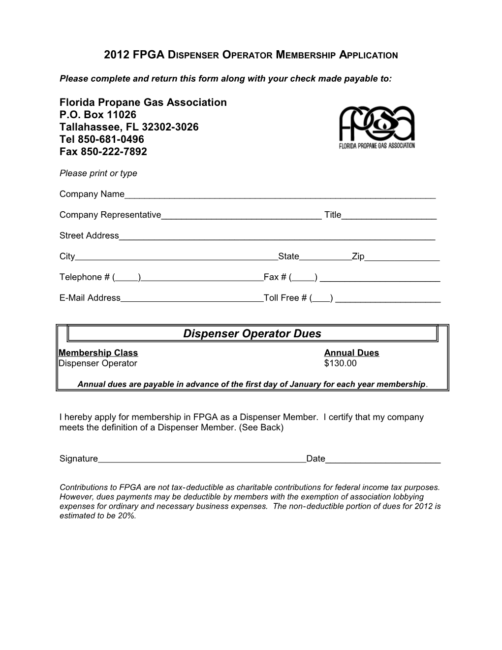 Fpga 2003 Dispenser Operator Membership Application