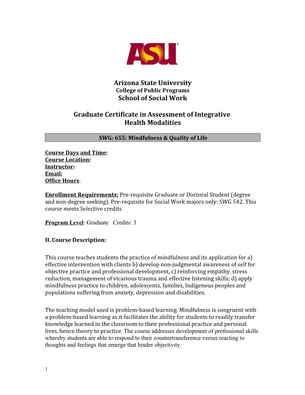Graduate Certificate in Assessment of Integrative