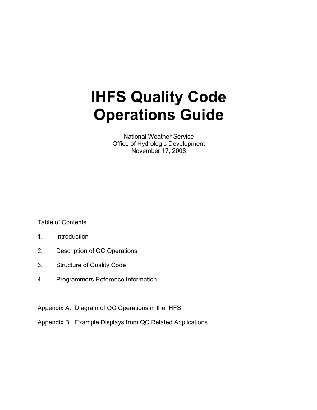 IHFS Quality Code