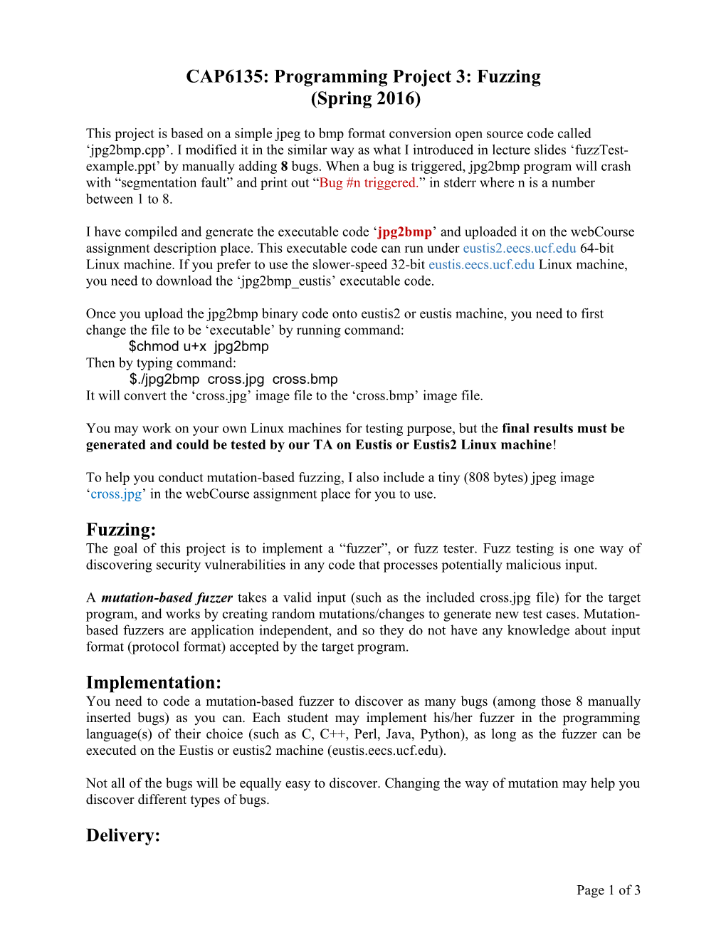 CAP6135: Programming Project 3: Fuzzing