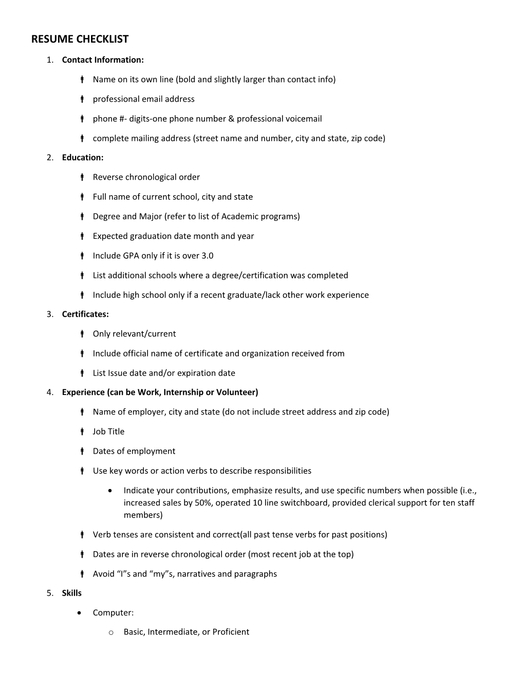 Resume Checklist