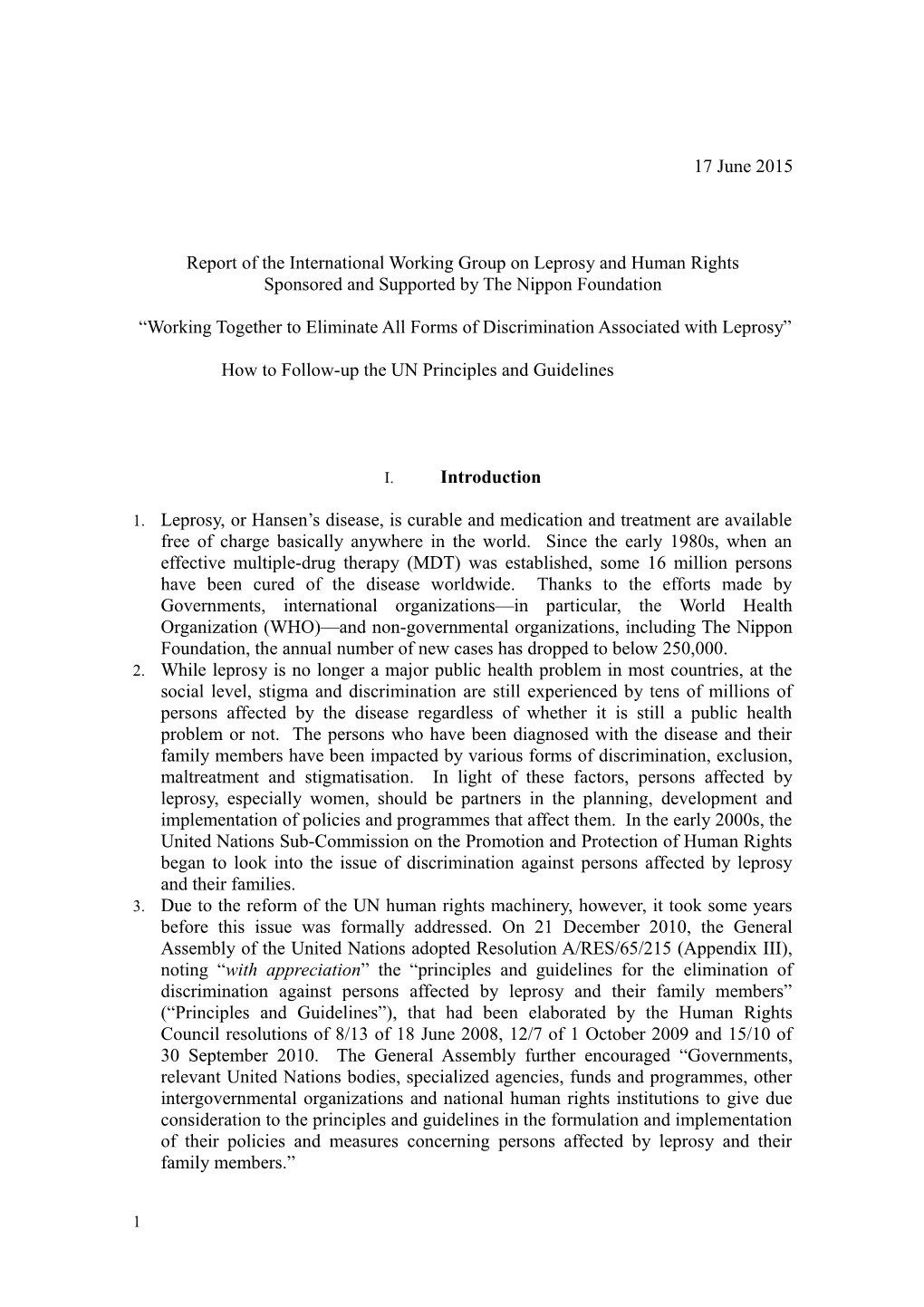 Report of the International Working Group on Leprosy and Human Rights