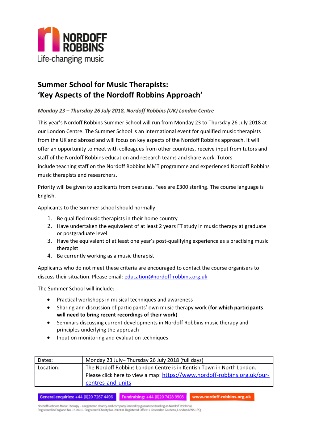 Summer School for Music Therapists