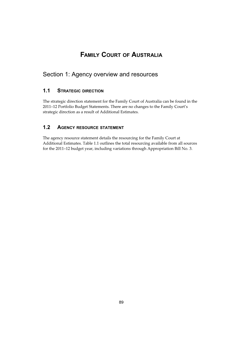 Portfolio Additional Estimates Statements 2011-12 - Family Court