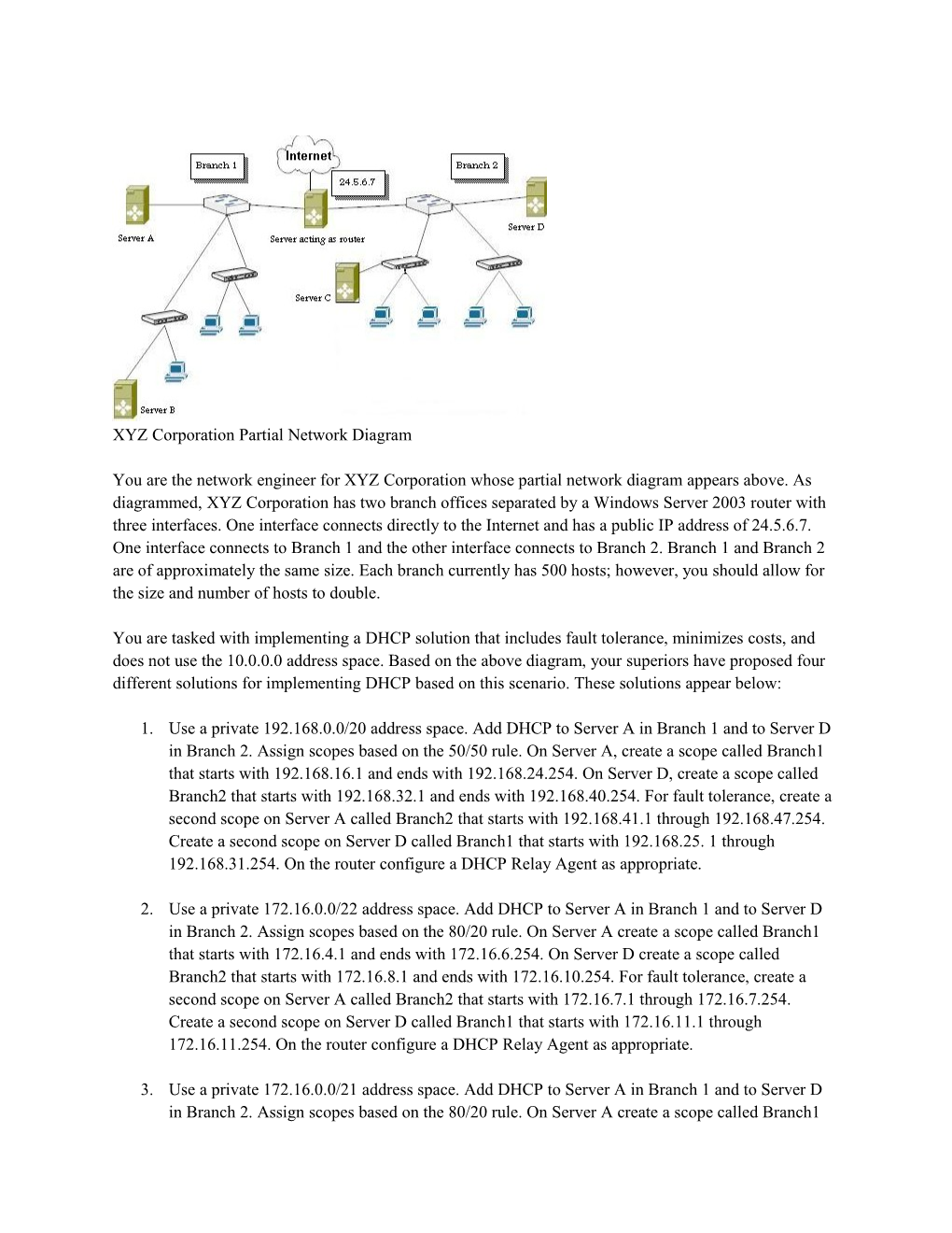 XYZ Corporation Partial Network Diagram