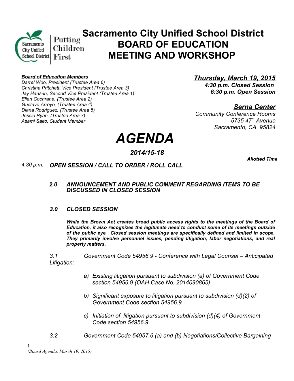 Agenda for March 18, 2010 (Clean) (00201065;1)