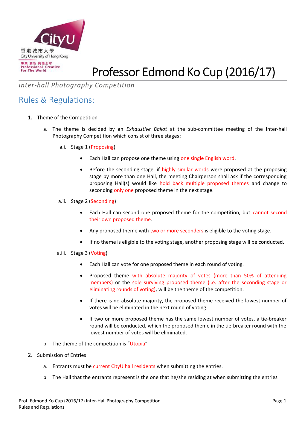 Prof. Edmond Ko Cup Inter-Hall Photography Competition Rules 201415