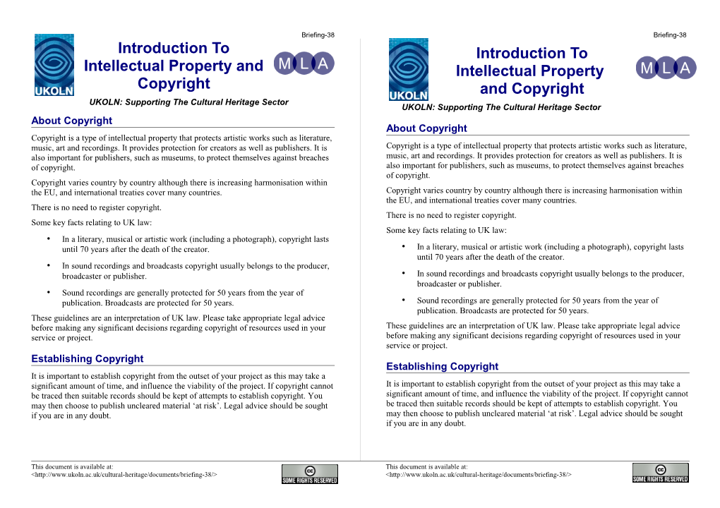 Introduction to Intellectual Property and Copyright