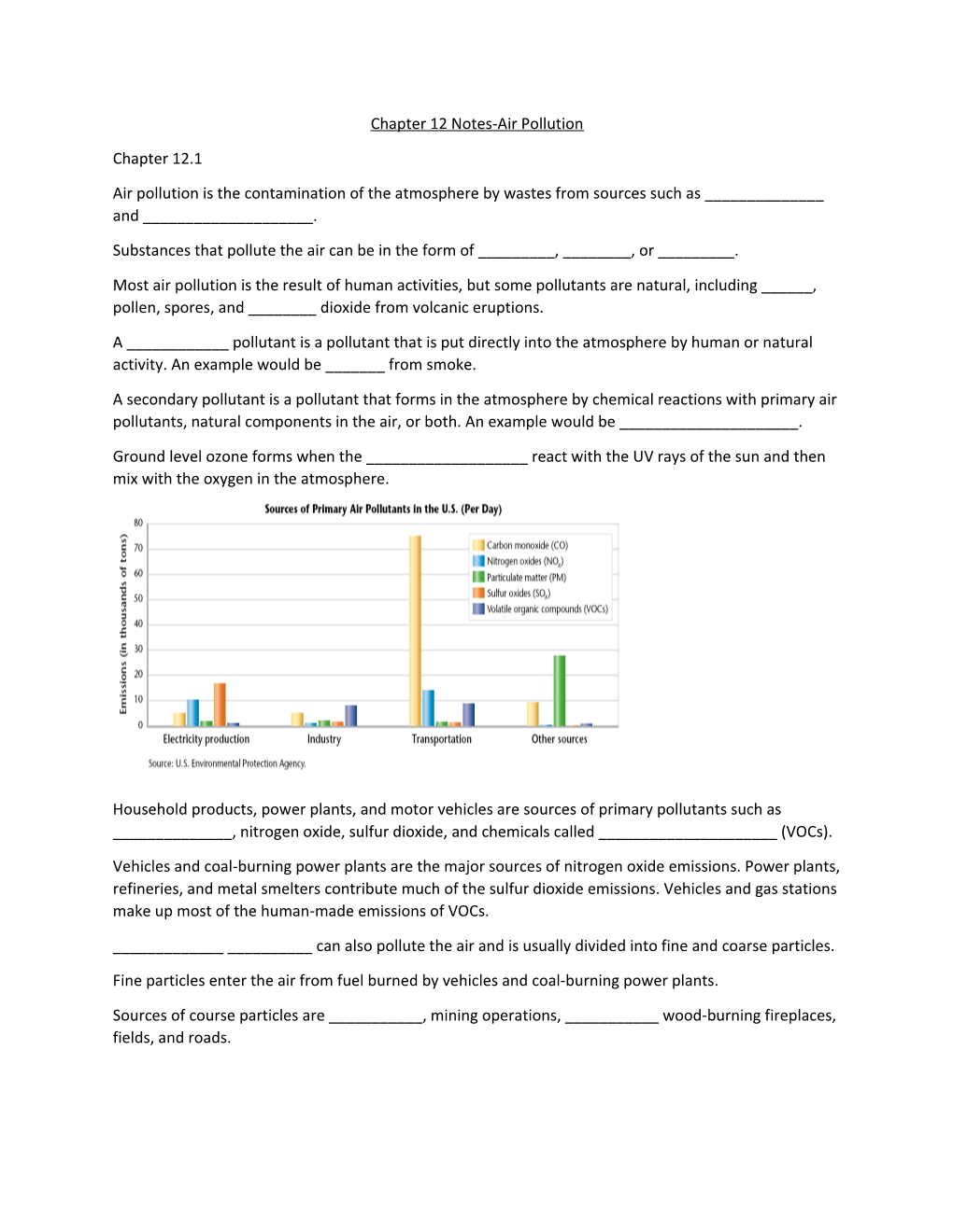 Chapter 12 Notes-Air Pollution