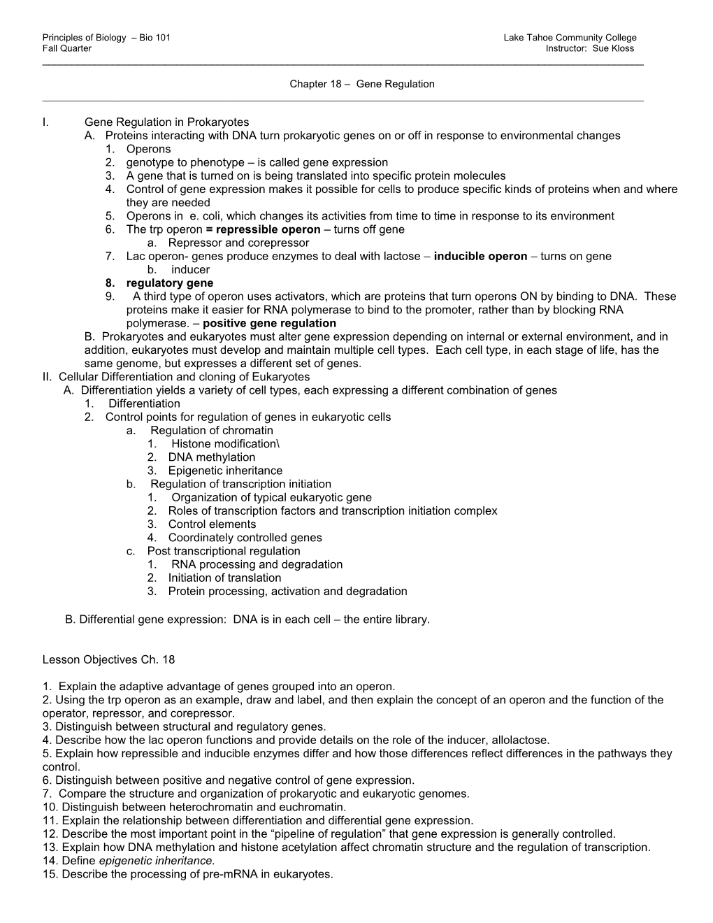 Principles of Biology Bio 101Lake Tahoecommunity College