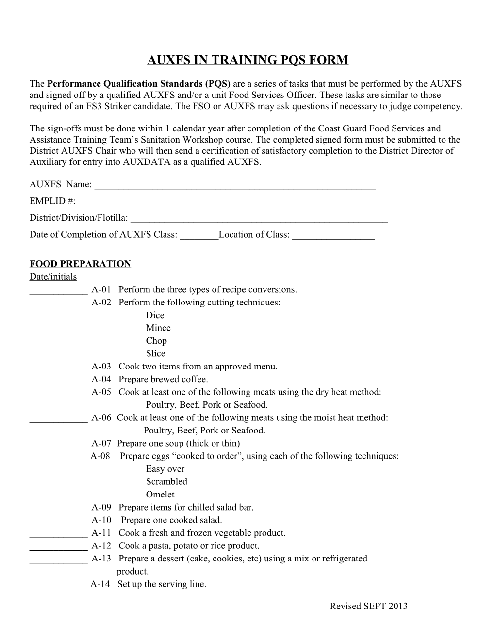 Auxfsin Training Pqs Form