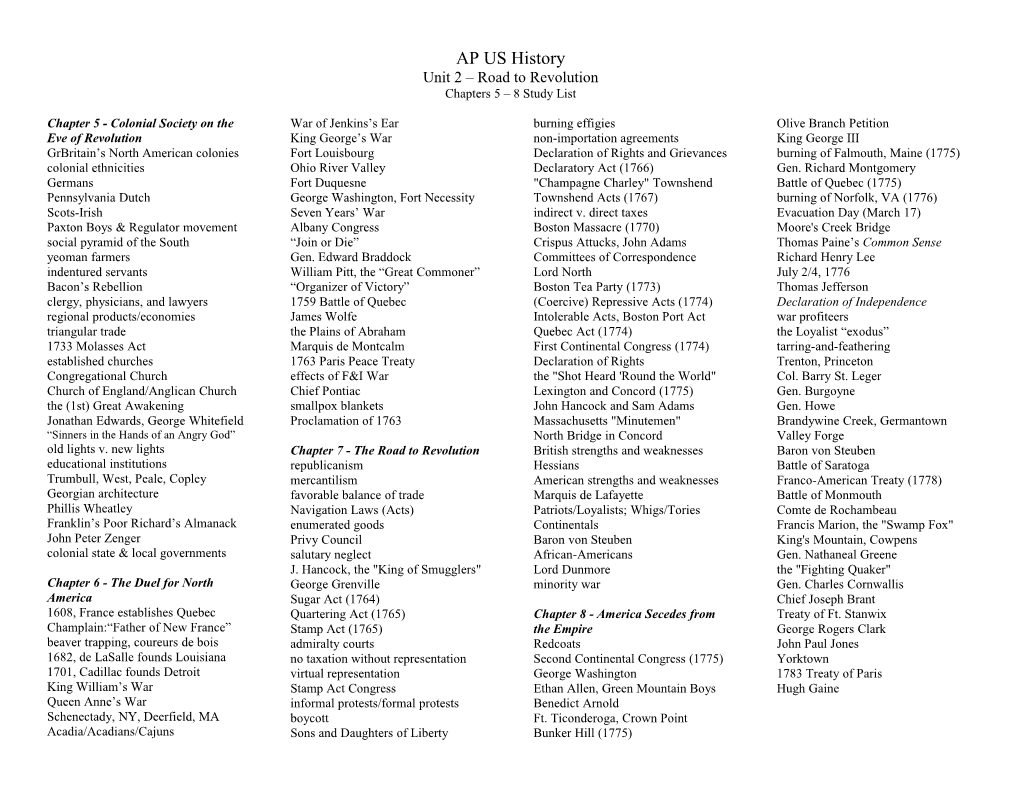 Chapter 5 - Colonial Society on the Eve of Revolution