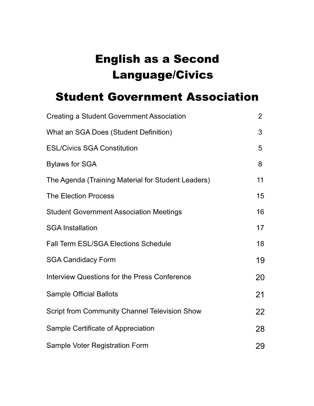 English As a Second Language/Civics