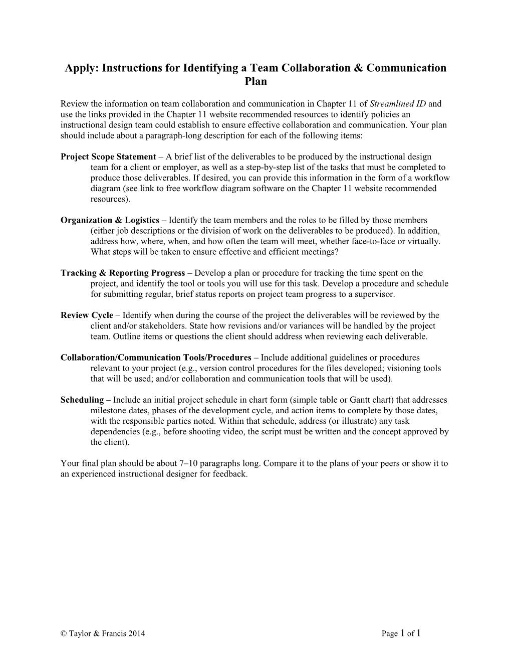 IT 570 Instructional Design Lesson 7 Rubric