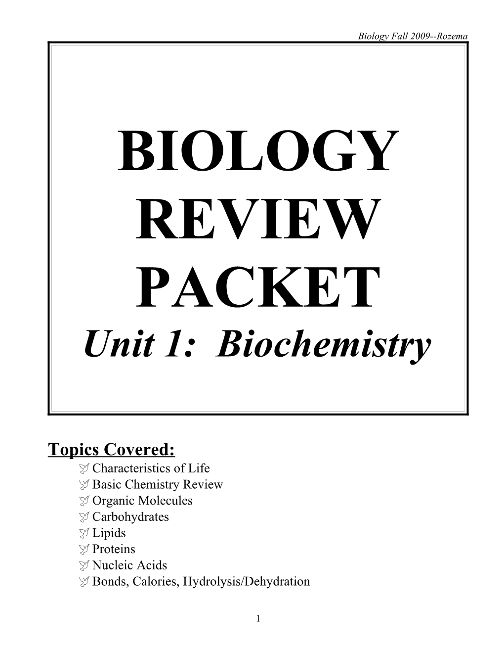 Biology Review Packet