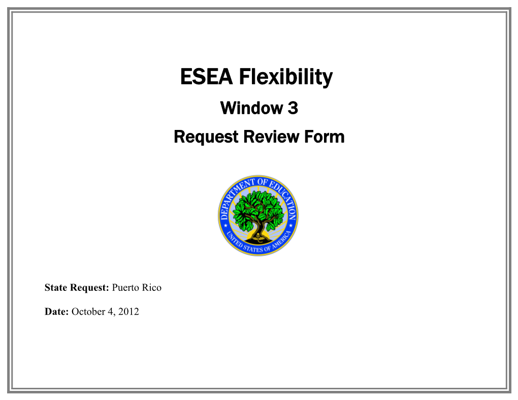Puerto Rico ESEA Flexibility Peer Panel Review Notes