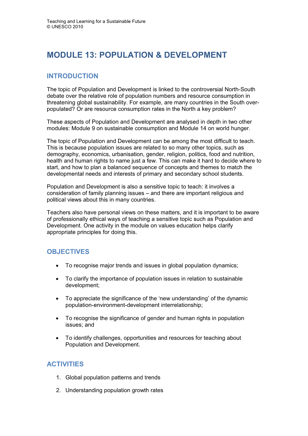 Module 13: Population & Development