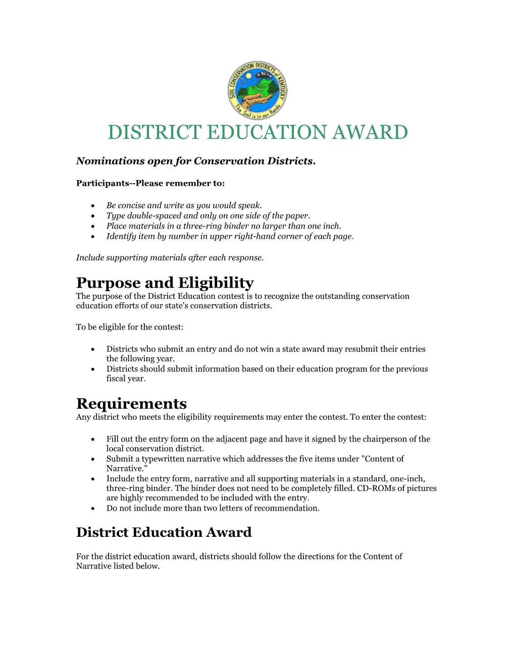 Nominations Openfor Conservation Districts