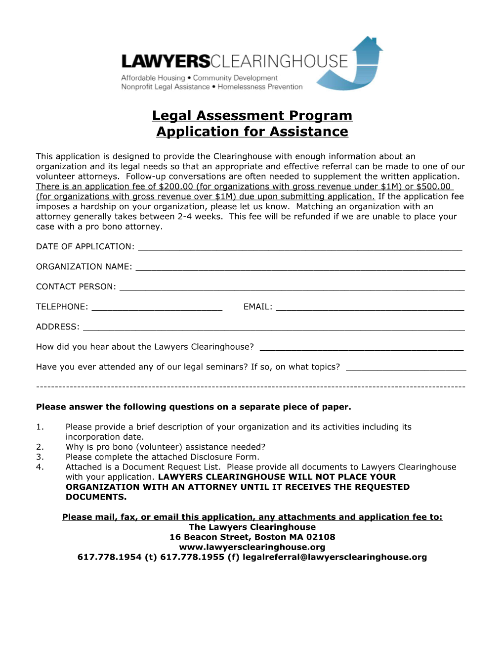 Legal Assessment Program