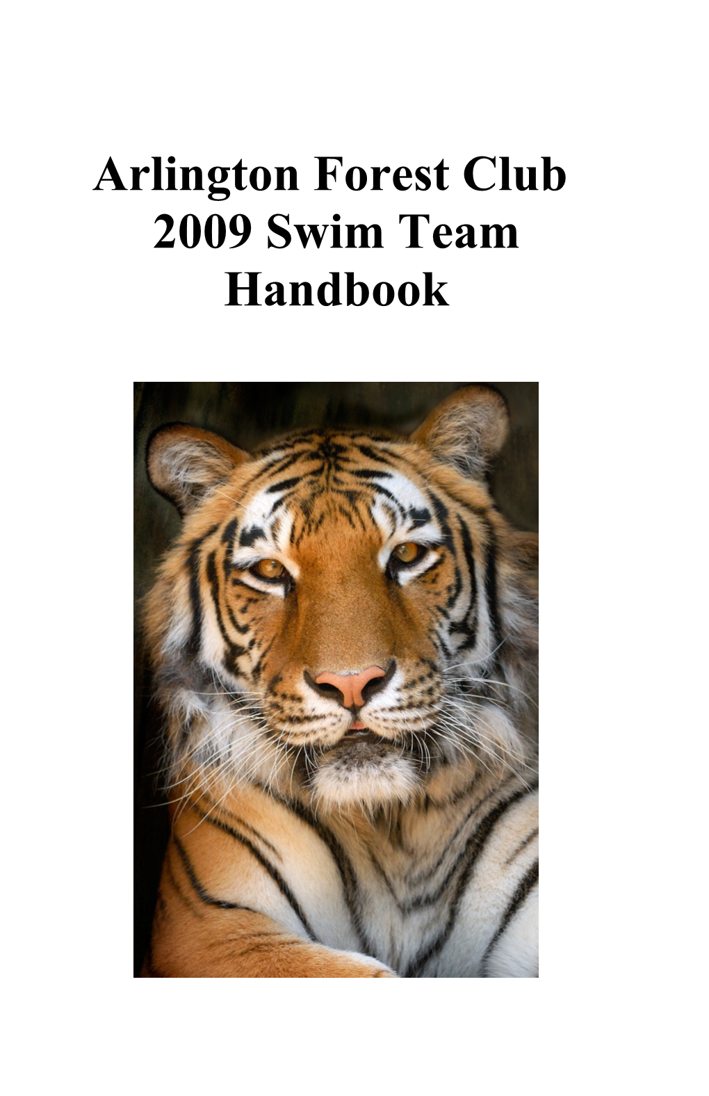 Arlington Forest 2008 Swim and Dive Team Handbook