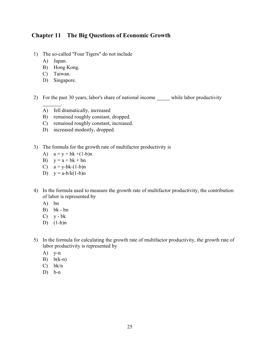 Chapter 11The Big Questions of Economic Growth