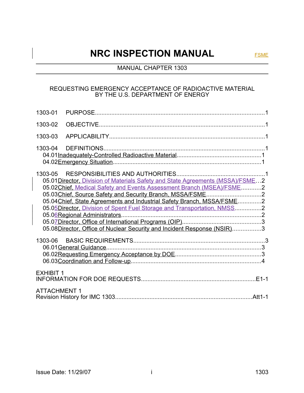 Nrc Inspection Manual Fsme