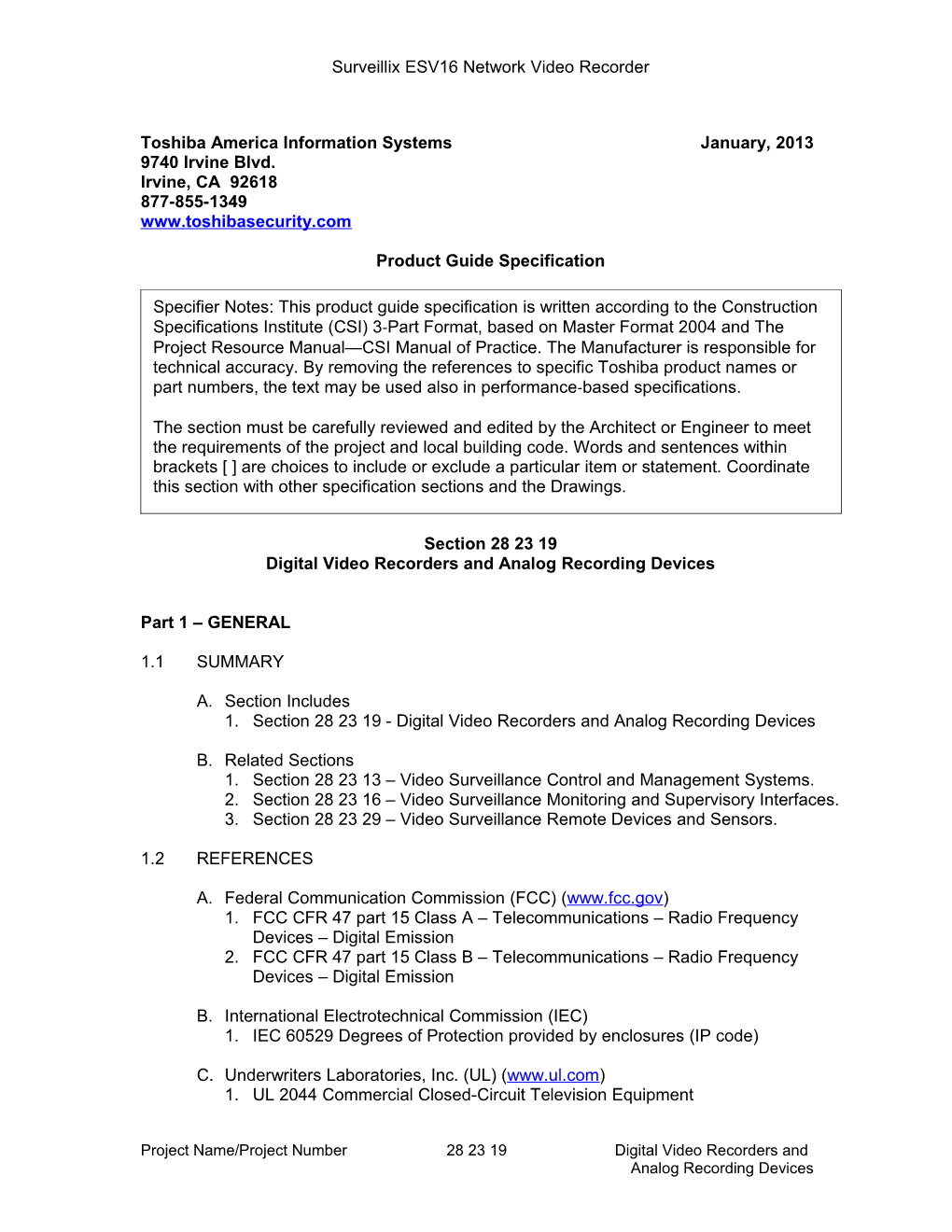 Surveillix ESV16 Network Video Recorder Specs