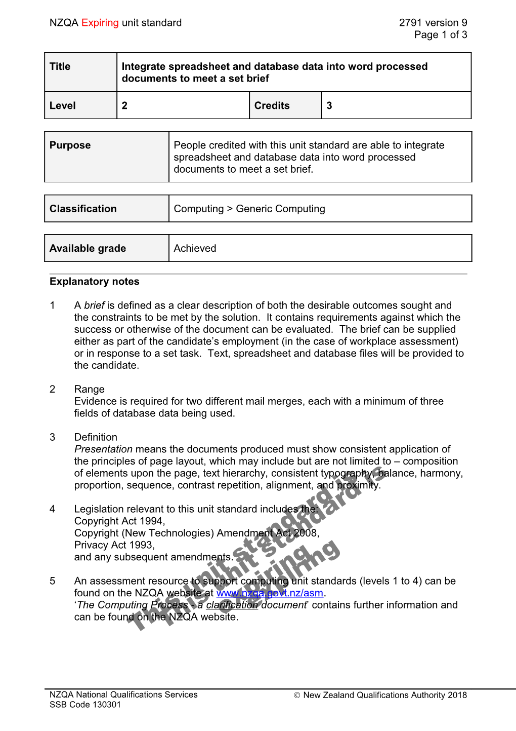 2791 Integrate Spreadsheet and Database Data Into Word Processed Documents to Meet a Set Brief