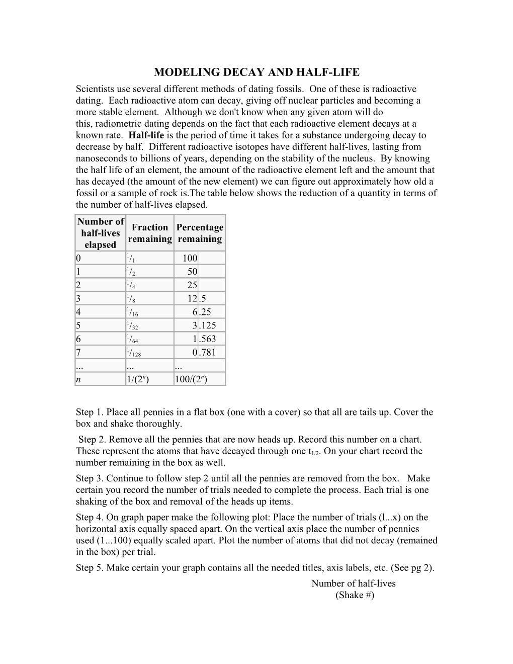 Modeling Decay and Half-Life