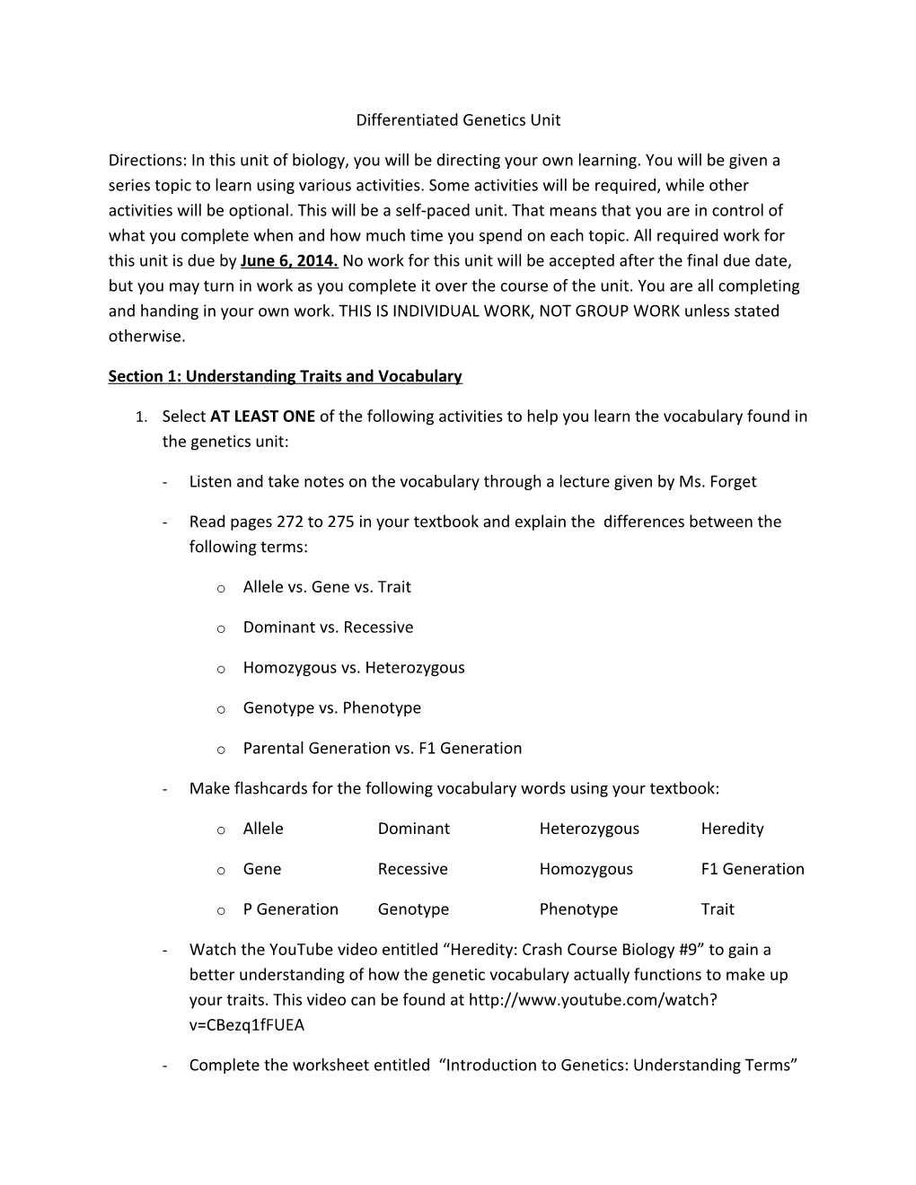 Section 1: Understanding Traits and Vocabulary