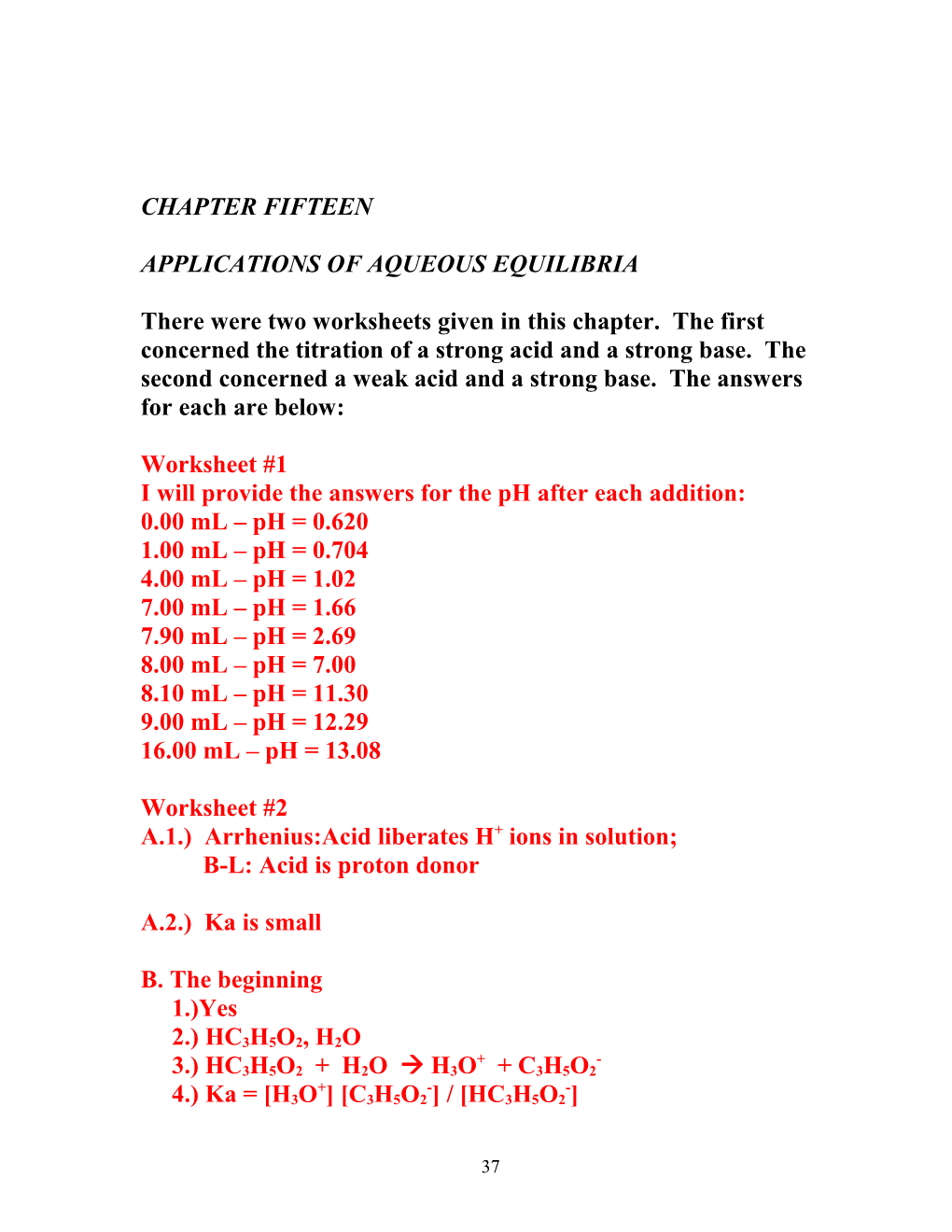 Chapter 15 Applications of Aqueous Equilibria 1