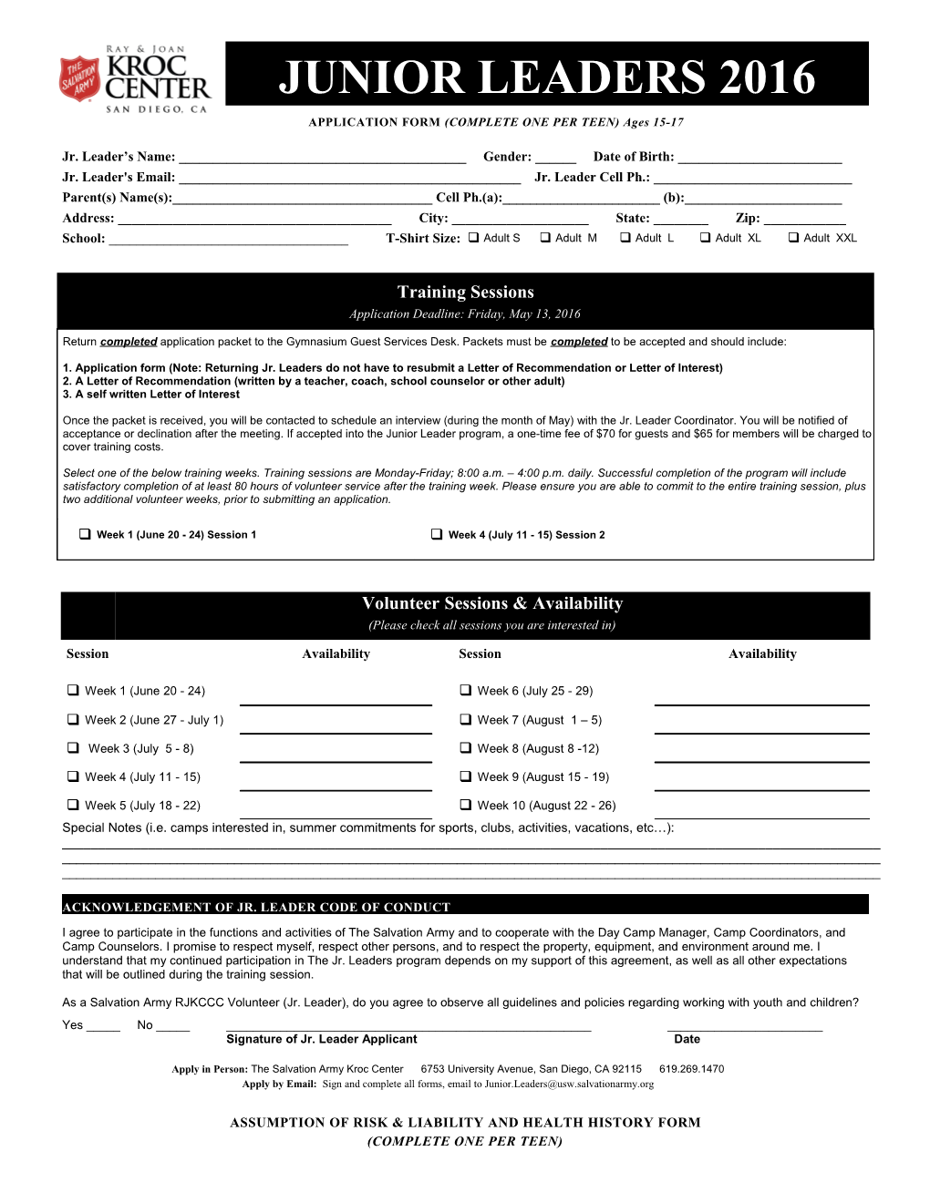Registration Form (Complete One Per Child)