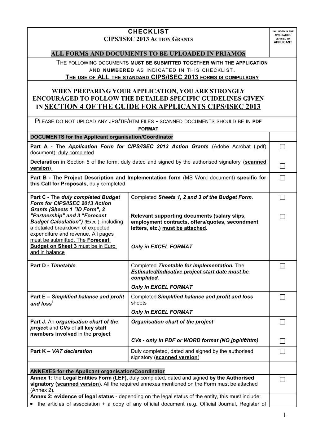 CIPS/ISEC2013 Action Grants