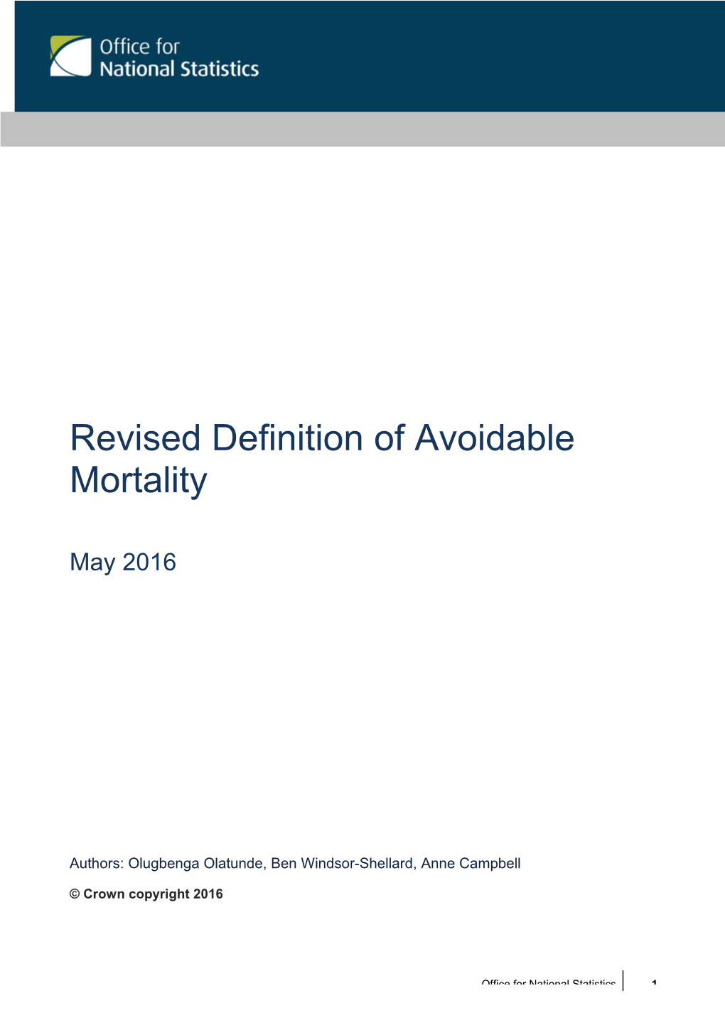 Revised Definition of Avoidable Mortality