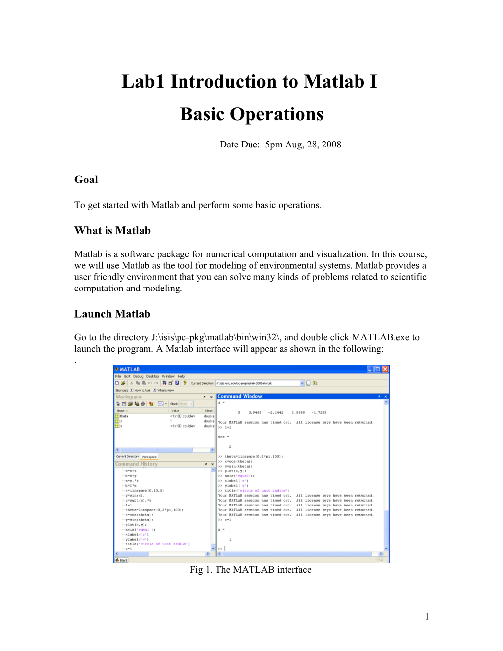 Introduction to Matlab (I)