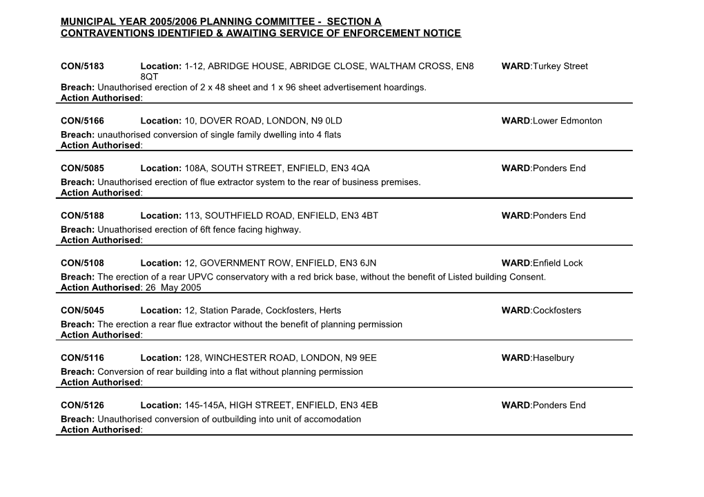 Municipal Year 2005/2006 Planning Committee - Section B