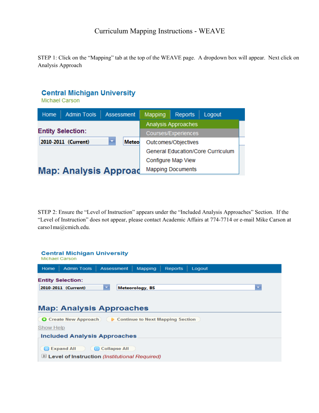 Curriculum Mapping Instructions - WEAVE