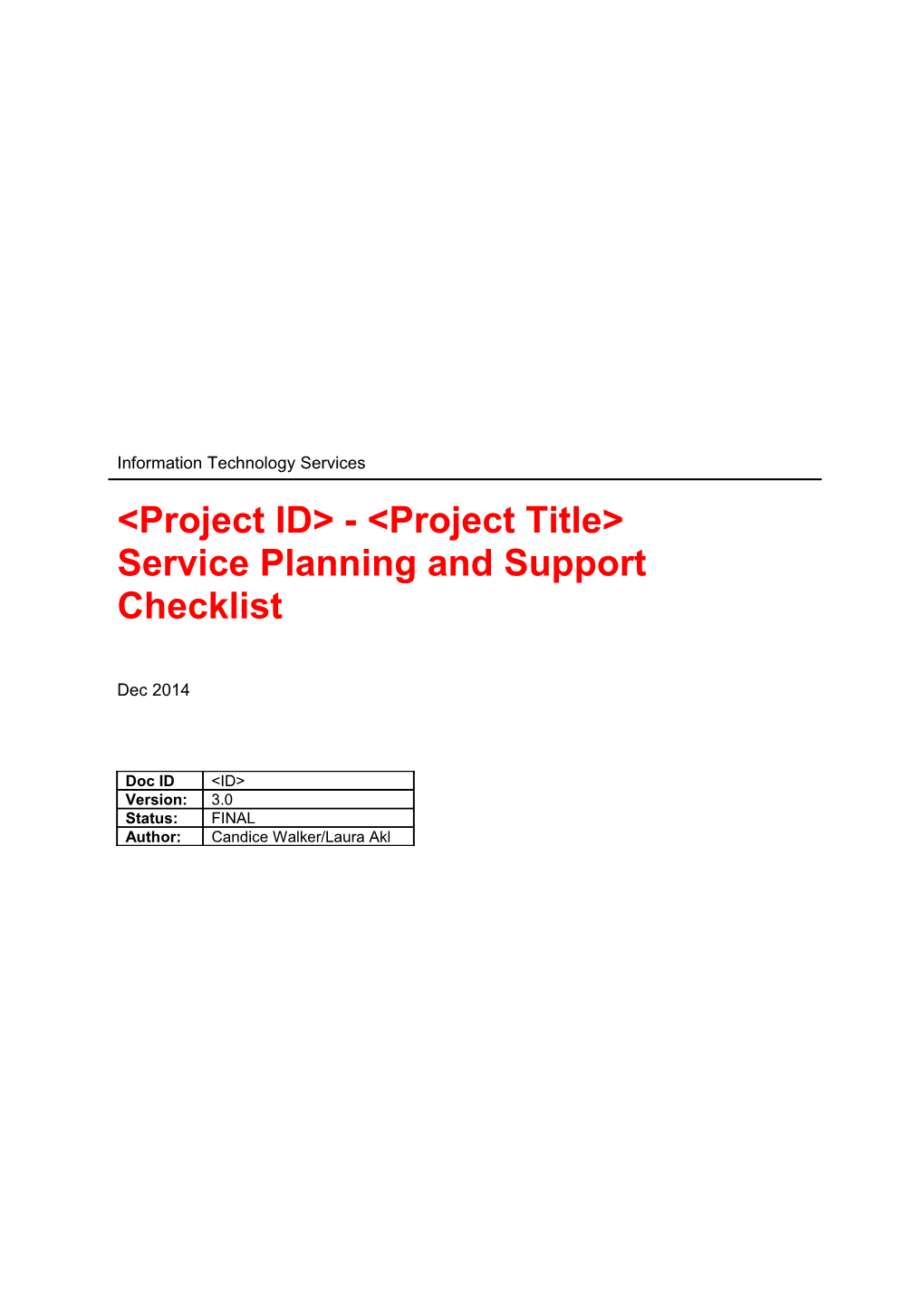 Serviceplanningandsupportchecklist - Under Review