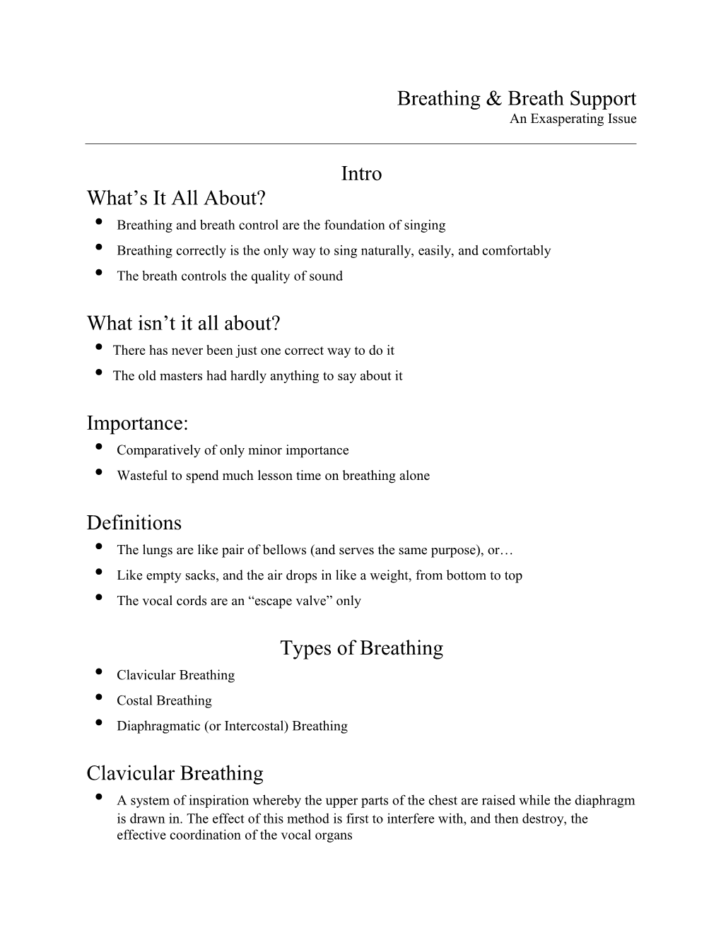 Breathing & Breath Support