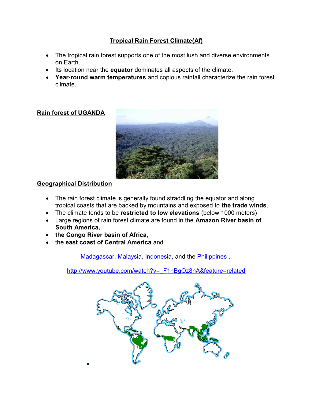 Tropical Rain Forest Climate(Af)
