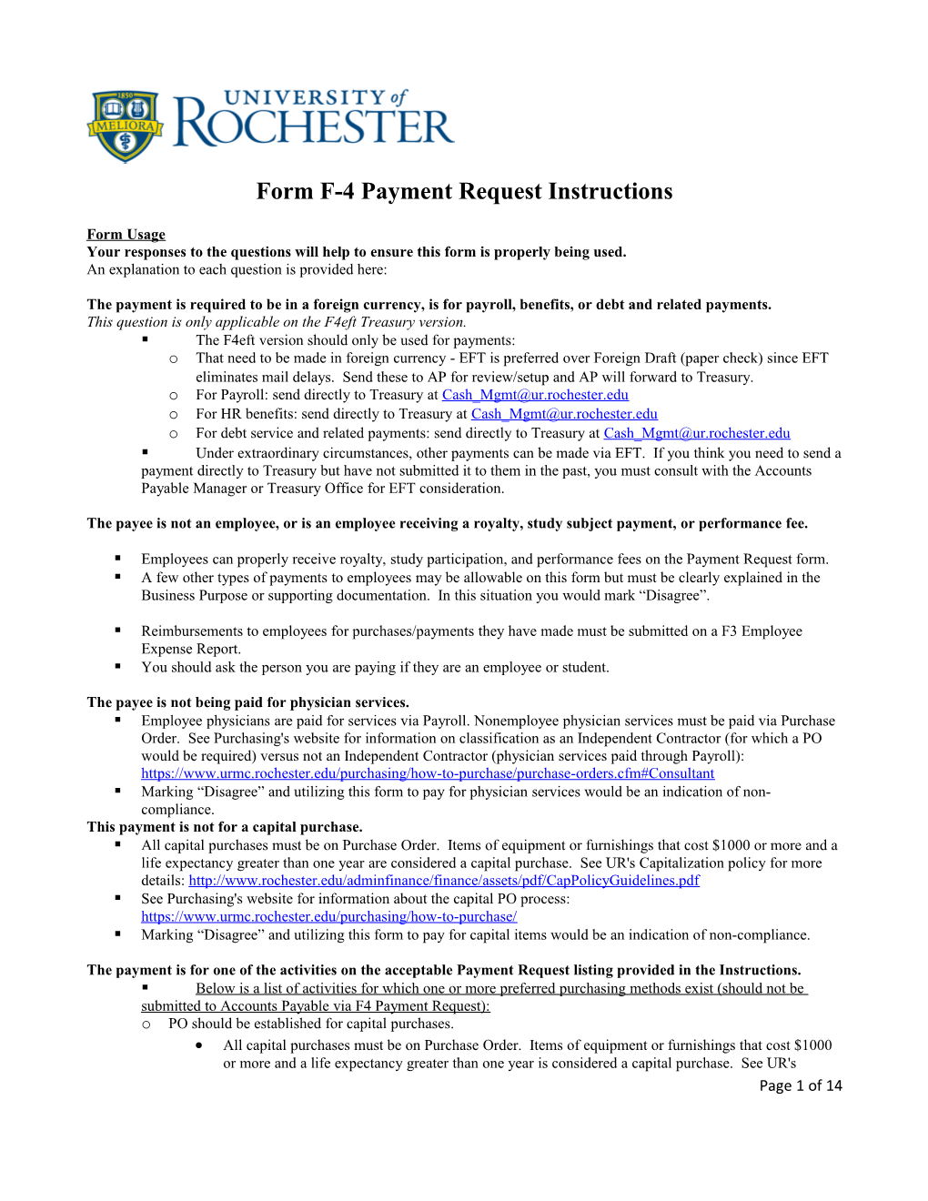 Form F-4 Payment Request Instructions