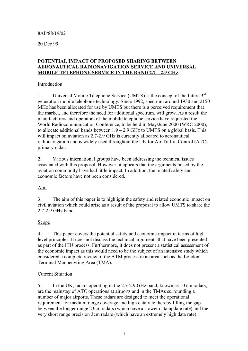 Potential Impact of Proposed Sharing Between Aeronautical Radionavigation Service and Universal