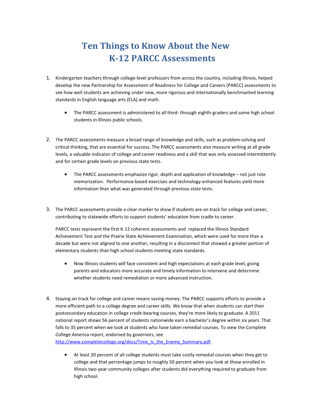 Ten Things to Know About the New K-12 PARCC Assessments