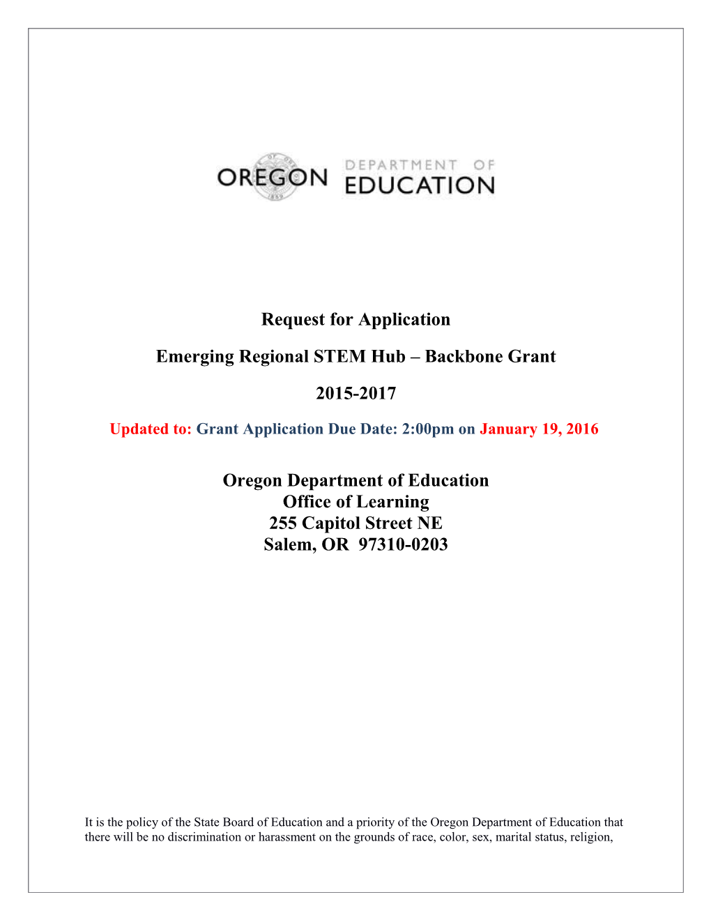 Emerging Regional STEM Hub Backbone Grant