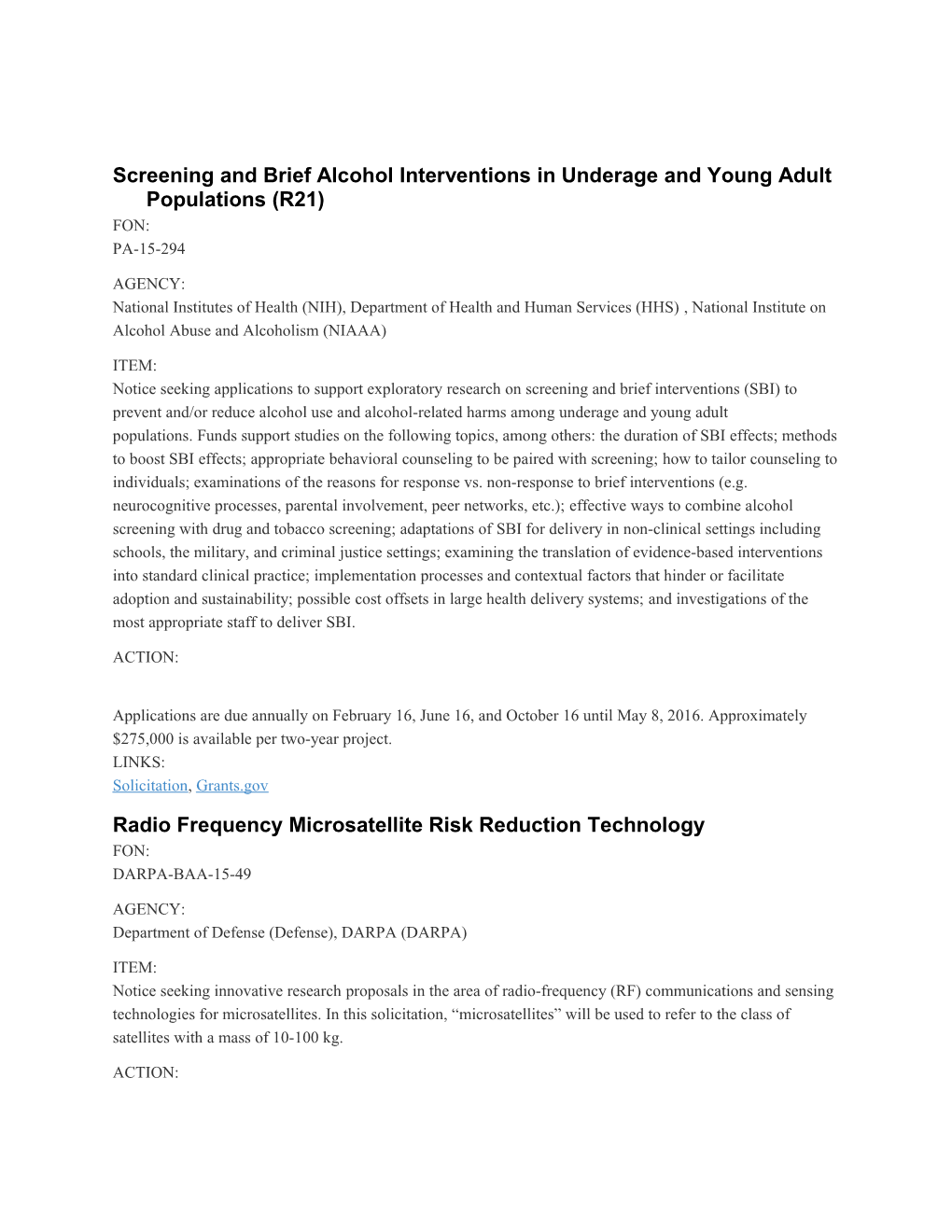 Screening and Brief Alcohol Interventions in Underage and Young Adult Populations (R21)