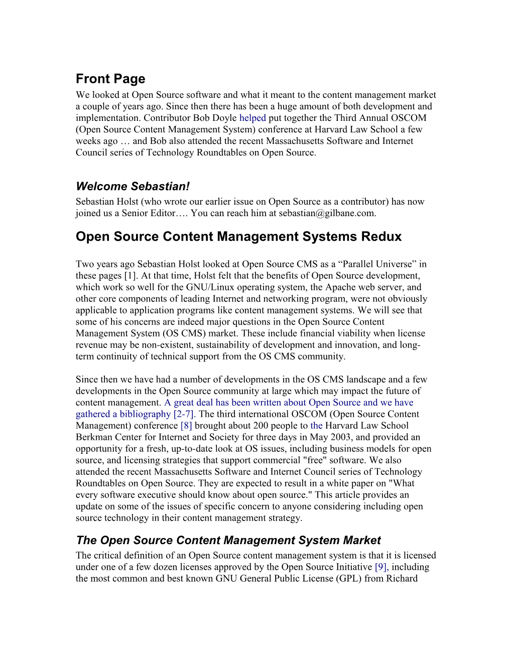 Open Source Content Management Systems Redux