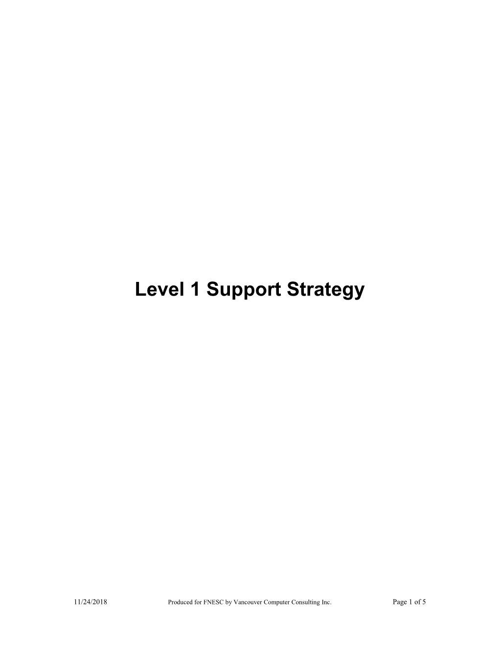 Level 1 Support Strategy