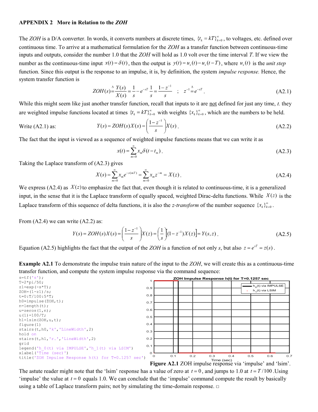 APPENDIX 2 More in Relation to the ZOH