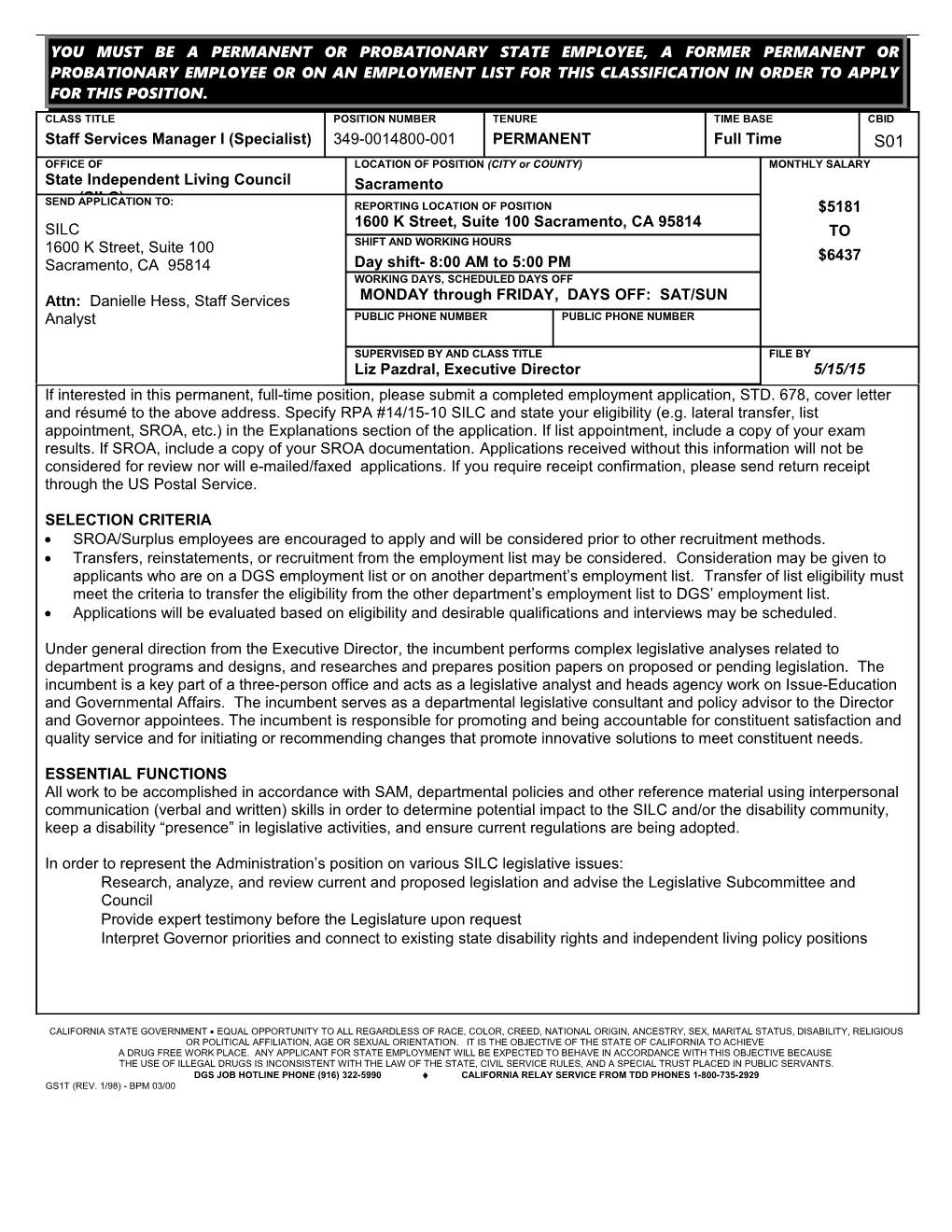 State Independent Living Council (SILC)