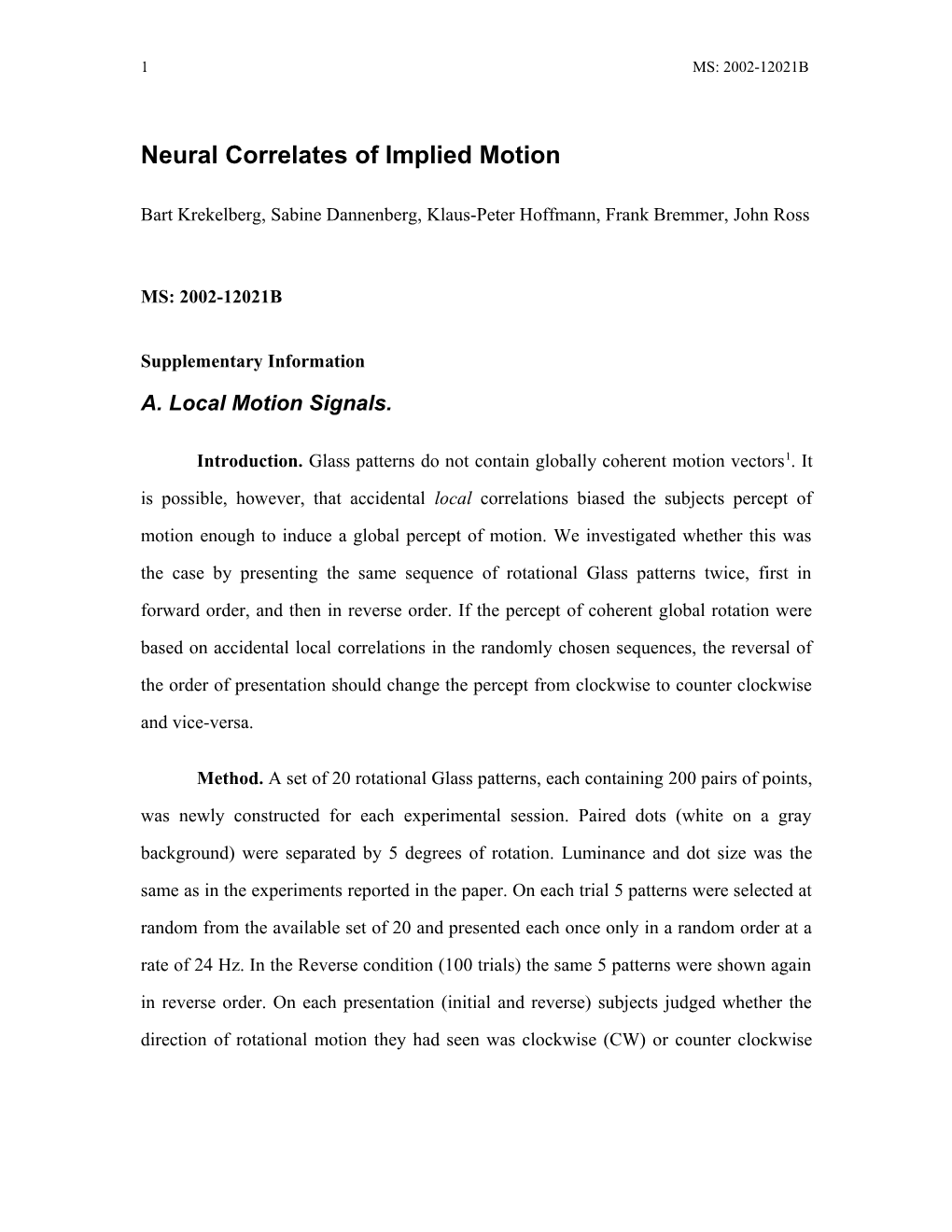 Neural Correlates of Implied Motion